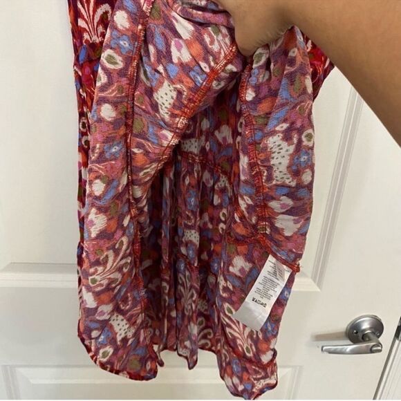 Anthropologie Robin Tiered Paisley Dress Women XS Mini V-Neck Boho Hippie Indie - Picture 8 of 16